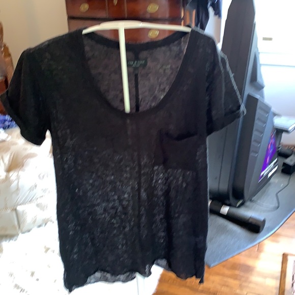 Rag &‎ Bone sheer black cuff sleeve tee. NWOT. Retail 78 - Picture 1 of 4